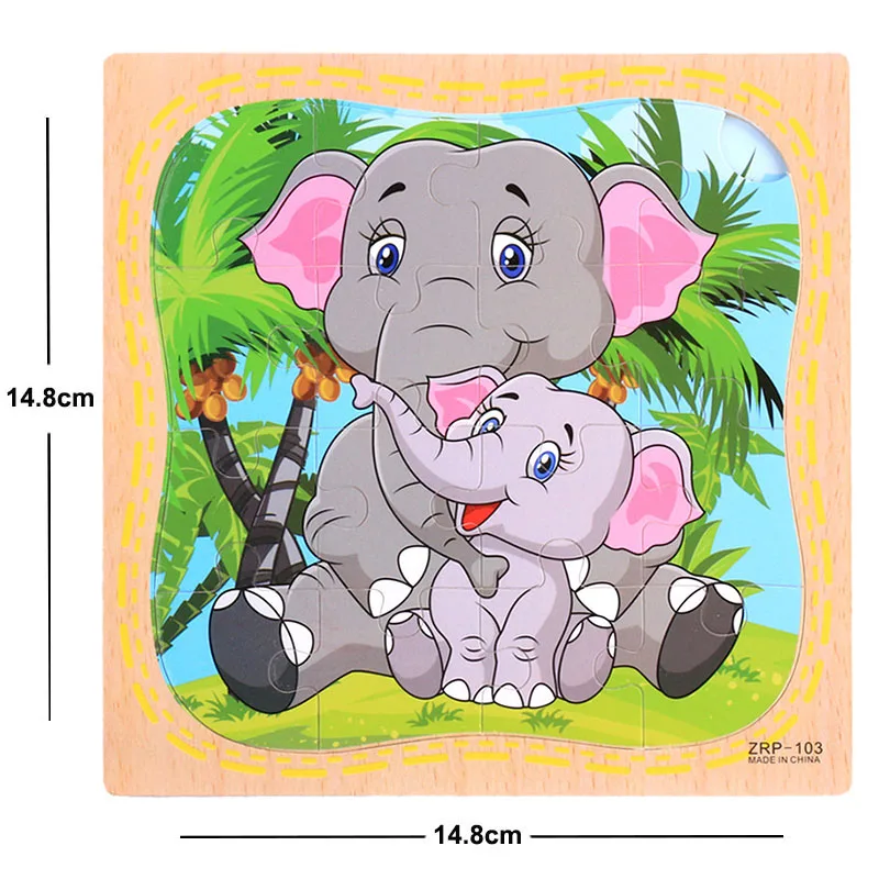 New Sale 38 Style Cartoon Wooden Puzzle Children Animal/ Vehicle Jigsaw Toy 3-6 Year Baby Early Educational Toys for Kids Game 35