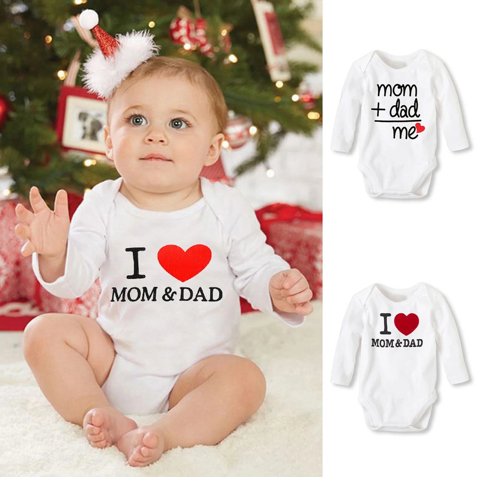 Baby Boys Girls Romper Cotton Long Sleeve Letter Print I Love Mom & Dad Jumpsuit Infant Clothing Newborn Baby Clothes Baby Jumpsuit Cotton 