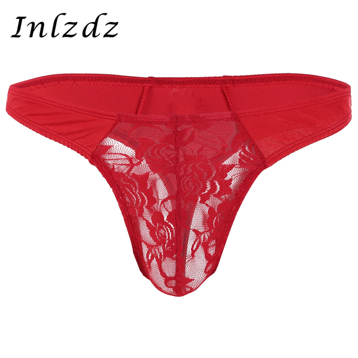 Mens Lingerie Thong Panties for Sex Low Rise Lace Floral Bulge Pouch G-string Thong Bikini Briefs Male Sexy Underwear Underpant compression knee high stockings