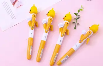 

korea creative duck toys gel pen cute cartoon school neutraw pen student prize office black writing pen promotion pen 24pc/lot