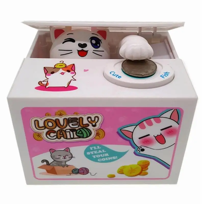 Белый Прекрасный мультфильм Электрический Копилка креативная музыка Lucky Cat Автоматическая копилка экономия денег подарки для детей - Цвет: Белый