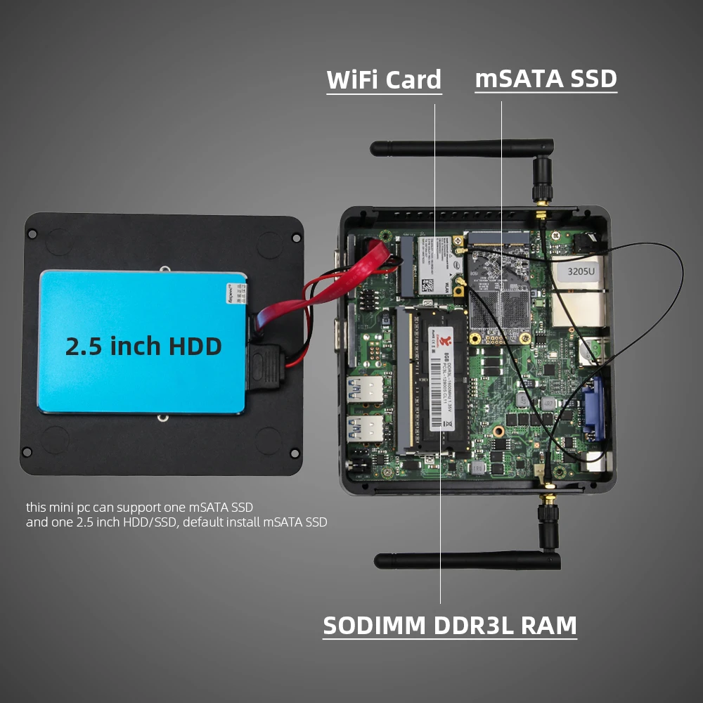 Fanless Mini Intel Celeron J4125 Windows 10 Duplo Nic Gigabit Etherent 2x Rs232 Hdmi Vga Wifi 4xusb Linux Computador Industrial pc - Imagem 5