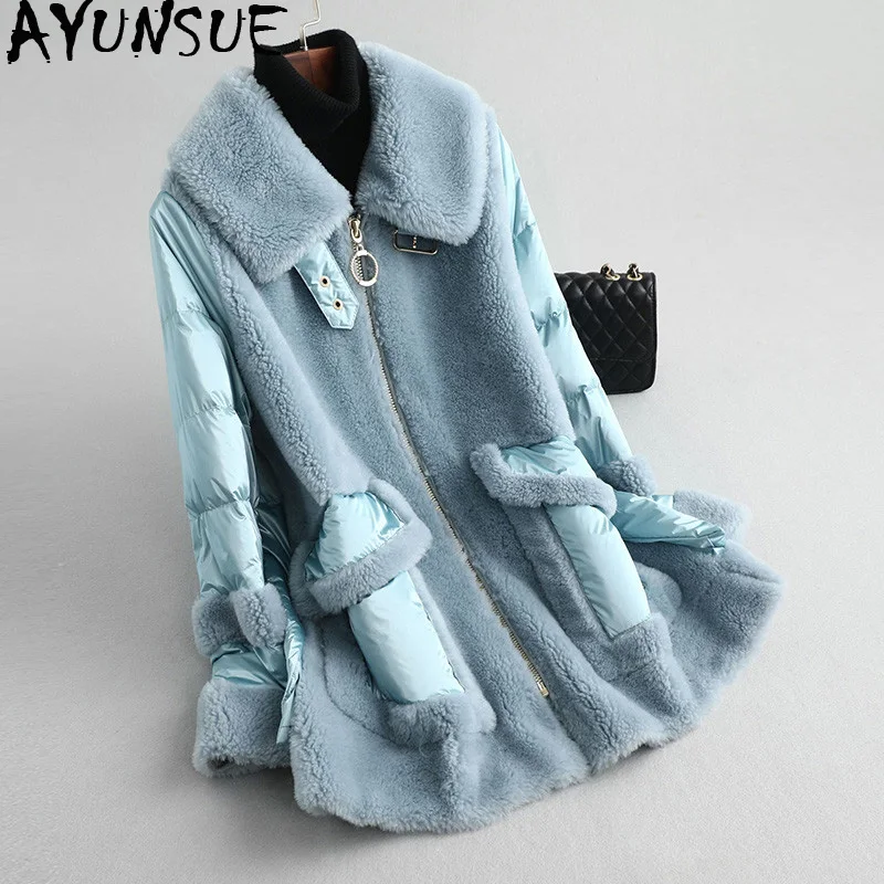 AYUNSUE, пуховик из овечьей овчины, женская одежда, натуральный мех, пальто, зимняя куртка для женщин, шерсть, пальто Abrigo Mujer MY3532