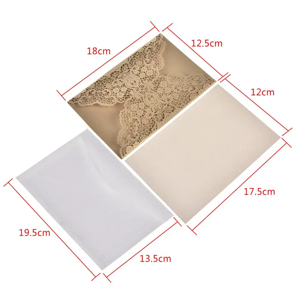  10pcs European Laser Cut Wedding Invitations Card Elegant Lace Business Greeting Cards Birthday Wed - 4000033136617