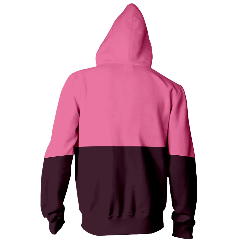 kawaii Black Cat fashion Zipper Hoodie Casual Two-tone Split Color Print Woman 3D Colorful Hooded Cute Pussy Zipper Sweatshirt