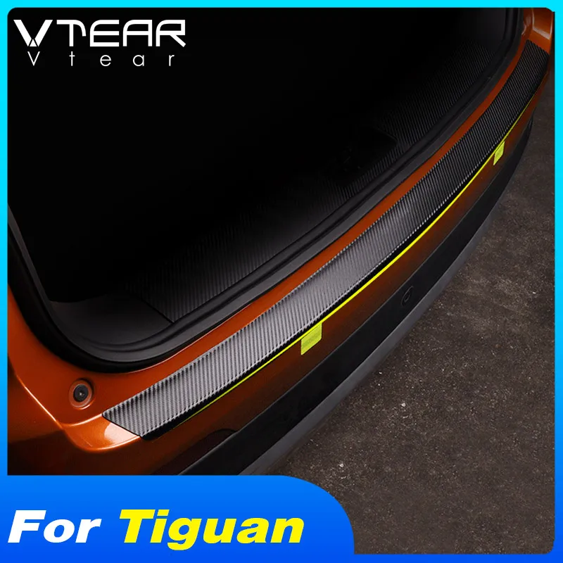 Vtear для VW Tiguan аксессуары для двери БАГАЖНИКА АВТОМОБИЛЯ порог потертости углеродного волокна кожа протектор Наклейка внутренняя отделка