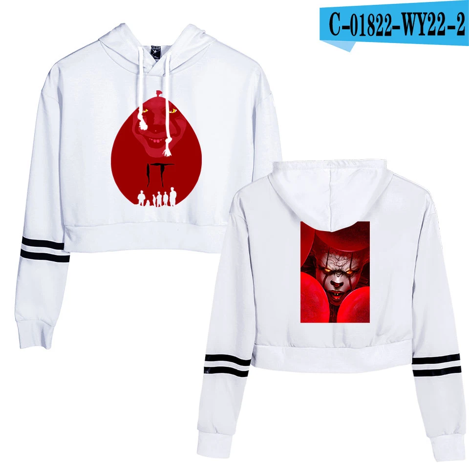 white It Chapter 2 Navel hoody women aikooki новые модные популярные толстовки с принтом It Chapter 2 худи с высокой талией повседневные топы - Цвет: white