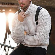

Samlona Plus Size Mens Autumn New Knitting Sweater Casual Long Sleeve Turtlenecks Top Pullovers Sweaters Sexy Men Clothing 2021
