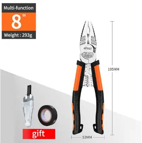 Professional Wire Pliers Tools Set Stripper Crimper Cutter Needle Nose Nipper Wire Stripping Crimping Multifunction Hand Tools - Цвет: 8inch
