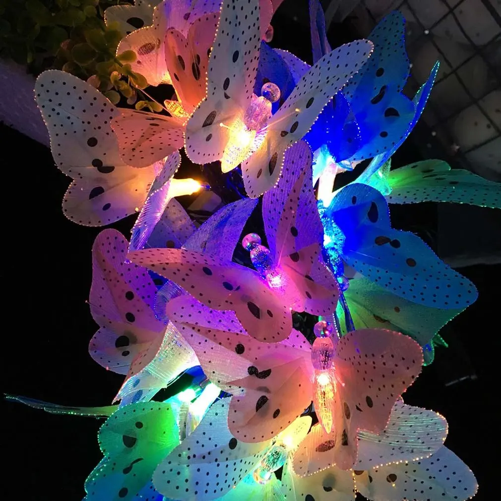 12Led волокно Бабочка Форма светящаяся гирлянда с солнечной батареей Рождество День сад украшение лампа профессиональная Мода
