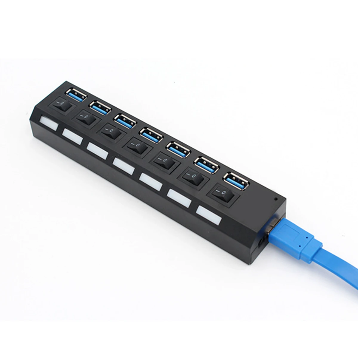 7-Порты и разъёмы usb-хаб 5Gps супер Скорость USB3.0 сплиттер с индивидуальными светодиодный светильник вкл/выкл кнопка для ПК компьютера Mac Мульти USB разветвитель