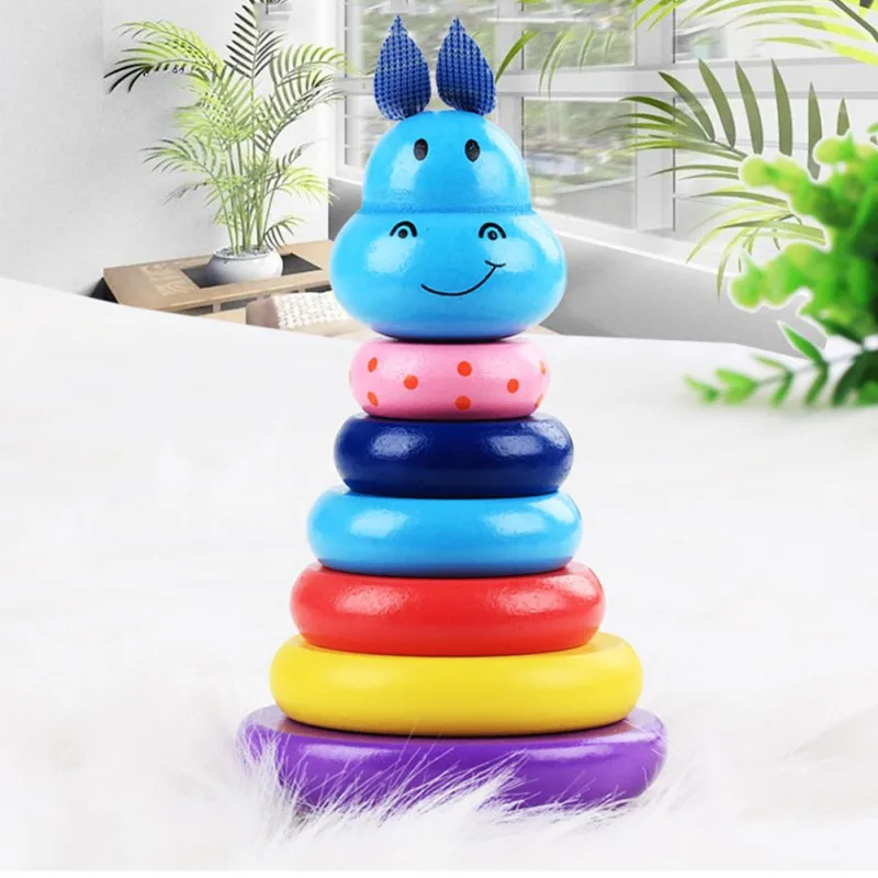 

Baby Kid Early Education Toy Stacking Nest Learning Stack Up Cartoon Rainbow Tower Blocks Puzzles Toys Gift