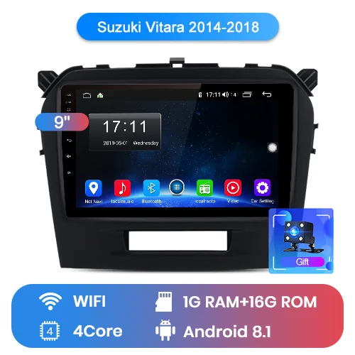 Junsun V1 Android 9,0 2G+ 3 2G DSP автомобильный Радио Мультимедиа Видео плеер для Suzuki vitara- навигация gps 2din Авторадио - Цвет: WIFI (1GB 16GB)