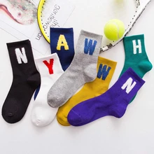 New Color Harajuku Retro Women Lady Cotton Loose Socks Winter In Tube Korean Purple Blue Yellow Pink Designer Christmas Cute