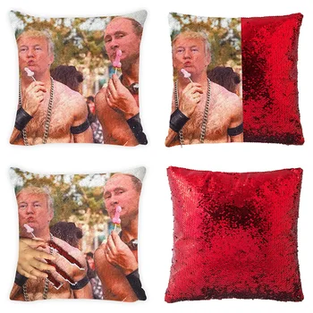 

40x40cm Super Shining Trump Reversible Color Changing Pillow Case Magical Nicolas Cage Cushion Cover With Sequins Pillow Cover