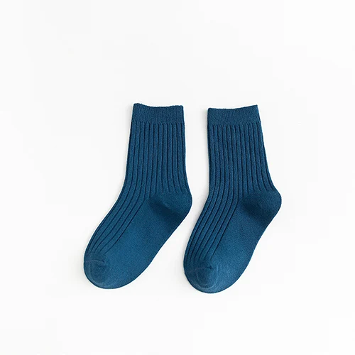 От 1 до 12 лет хлопковые носки для мальчиков и девочек; сезон осень-зима; детские носки для малышей; Разноцветные свободные носки; теплая Модная одежда для детей - Цвет: 2 navy blue