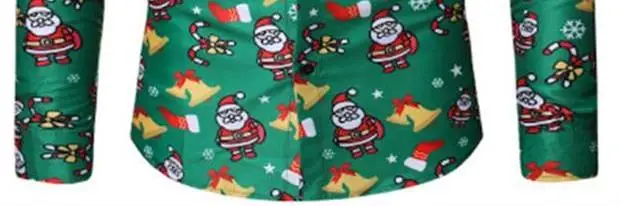 Merry Christmas Tree Men Shirt Casual Snowflakes Santa Streetwear Flower Printed Snowflake Mens Shirts Top Blouse Chemise Homme
