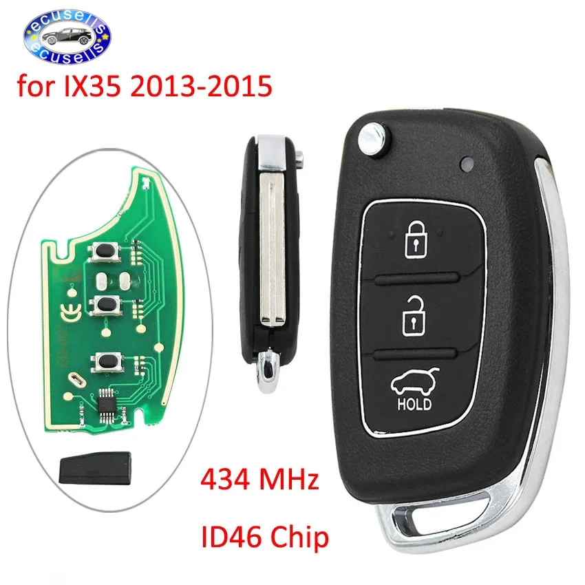3 Buttons Floding Keyless Entry Remote Key Fob 434mhz Id46 Chip For