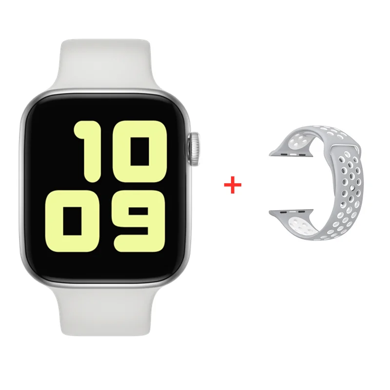 silver-whiteandstrap Умные часы IWO 8 PRO T5 со сменным ремешком, серия 4 iw8, умные часы, пульсометр, кровяное давление, спортивные часы для IOS, Android, PK, W34 - Цвет: silver-whiteandstrap