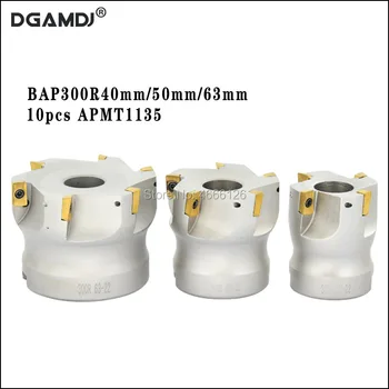 

1 set of BAP300R40 4T 50 5T 63 22 6T indexable face milling shank +10pcs APMT1135 insert, used for machine tool spindle milling