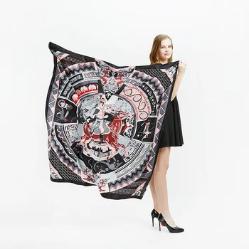 

130*130cm TOP Silk Royal cavalry luxurious Scarves Women Foulard Square Hijab Scarf Ladies Shawl wrap muffler pareo female hijab