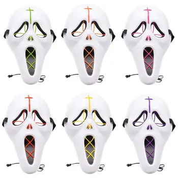 

Halloween LED Light Up Mask Firefly Screaming Scary Full Face Cover For Masquerade Festival Cosplay Costume Party Props