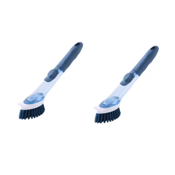 

Soap Dispensing Dish Brush, Kitchen Brush for Pot Pan Sink Cleaning, Pack Of 2, Blue