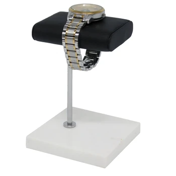 

White Marble Base Watch Holder Silver Color Metal Rod Belt Watch Display Props Bracelet Jewelry Holder Placing Stand
