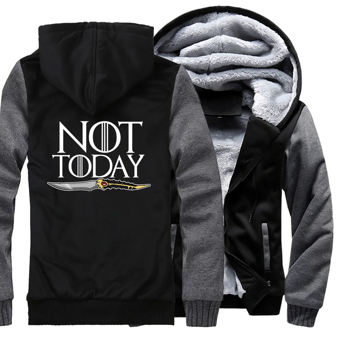 NOT TODAY/, толстовка с капюшоном «Игра престолов», «House Stark», зимняя толстовка с капюшоном, серия из фильма «Игра престолов», зимнее бархатное пальто