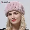 headband women natural rex rabbit fur hairbands winter warm knitted headwear