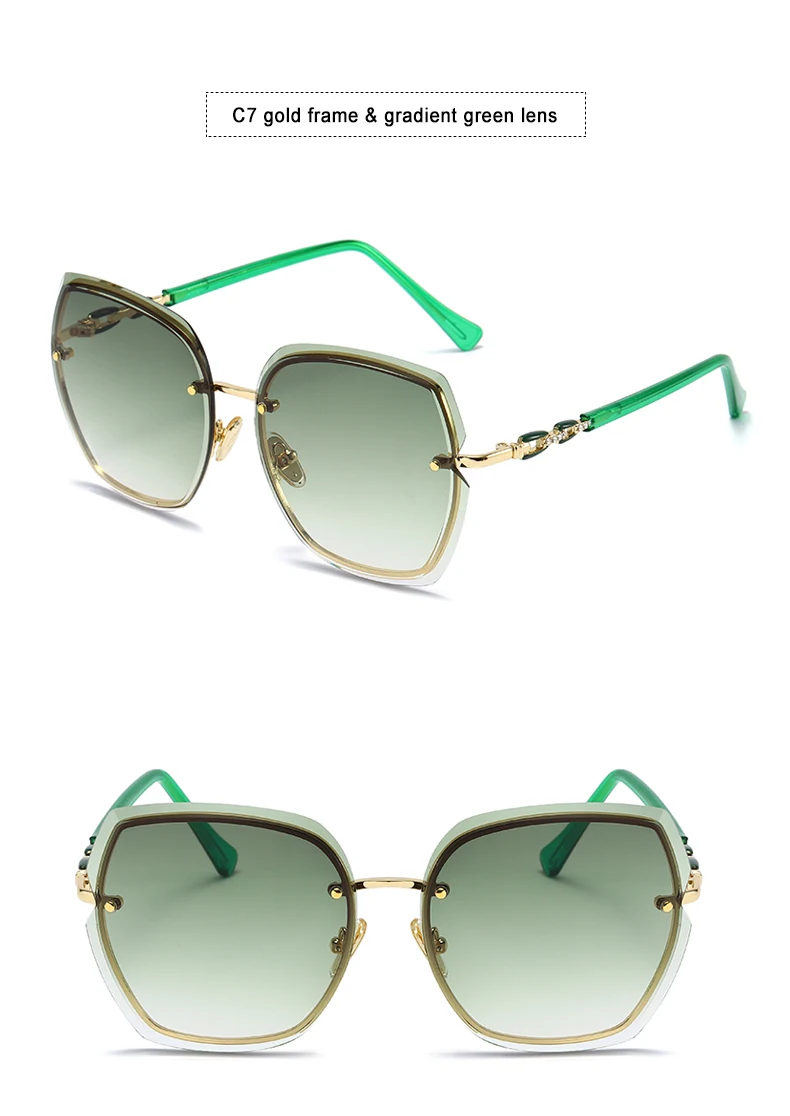 Blanche Michelle, модные негабаритные солнцезащитные очки для женщин, UV400, фирменный дизайн, без оправы, квадратные солнцезащитные очки для женщин, lentes de sol mujer - Цвет линз: gradient green