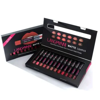 

Hot Sale 12pcs Sexy Matte Lipstick Kits Lips Makeup Waterproof Nutritious Velvet Lip Stick Tint Nude Makeup Cosmetic