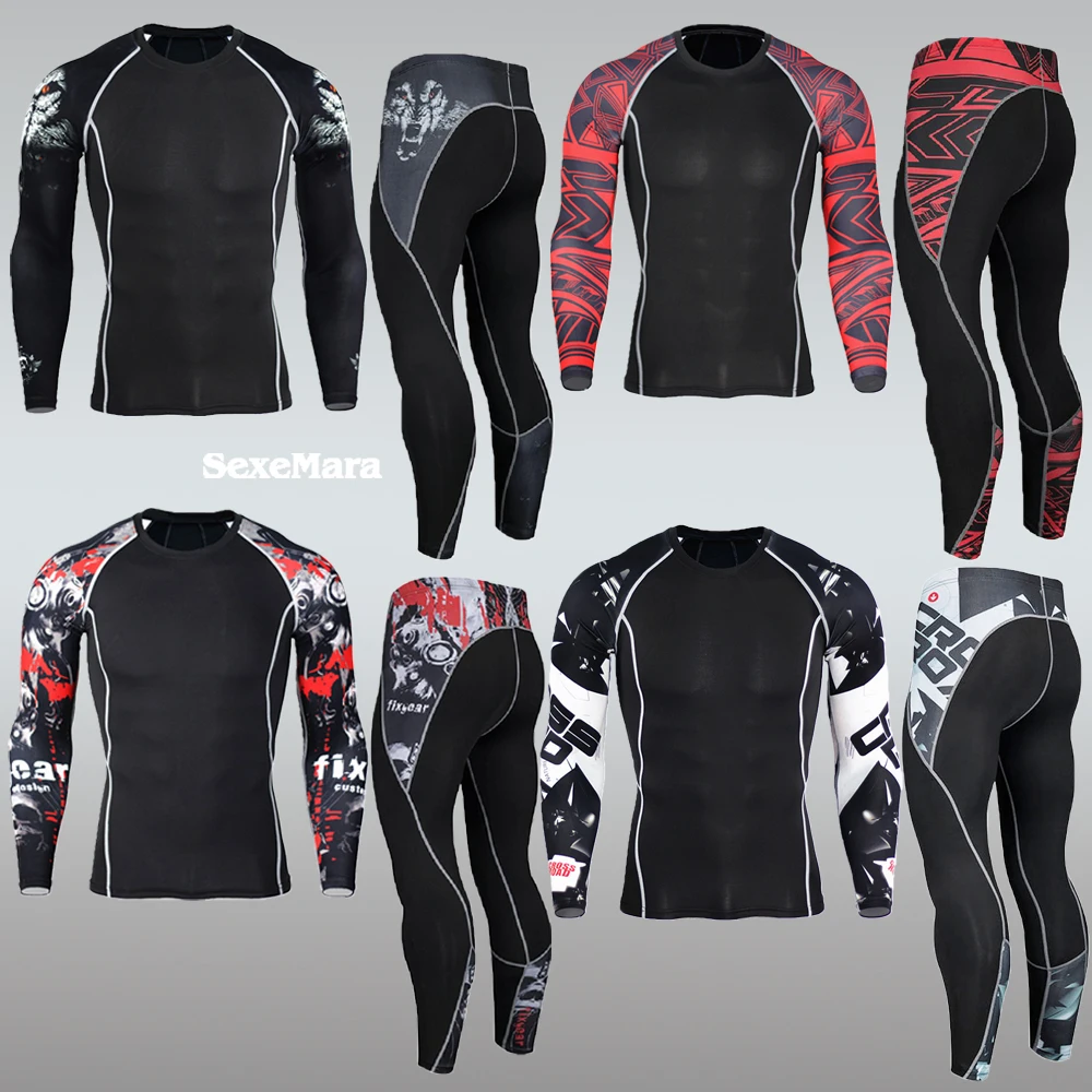 

New Men's Thermal Underwear Sports Suit Tights Men Long Johns Jogging Leggings Fitness Gym Clothing Leggings Rashgard male