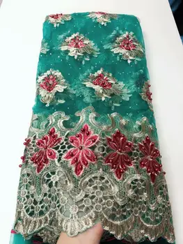 

high quality african cord lace fabric african beaded stones lace high end fashion french lace fabric for wedding lace 5yards/lot