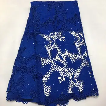 

2019 High Quality Nigerian Lace Fabrics African French Net Lace Fabric Milk Silk Embroidered Tulle Mesh Lace Fabric Royal blue