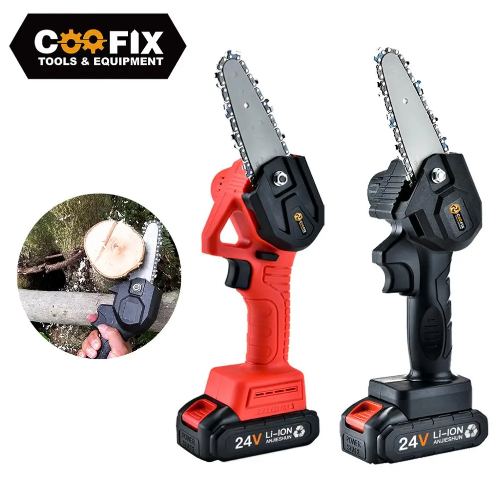 24V Electric Cordless Mini Chainsaw Household Garden Tree Logging Trimming Saw Lithium Battery Pruning ChainSaw