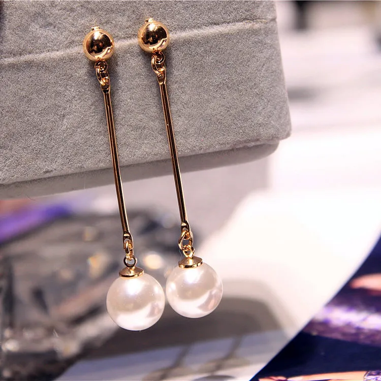 

2019 Earings Pendientes Korean The Same Paragraph Fashion Imitation Pearl Tassel Earrings Wholesale Jewelry Female Long Section