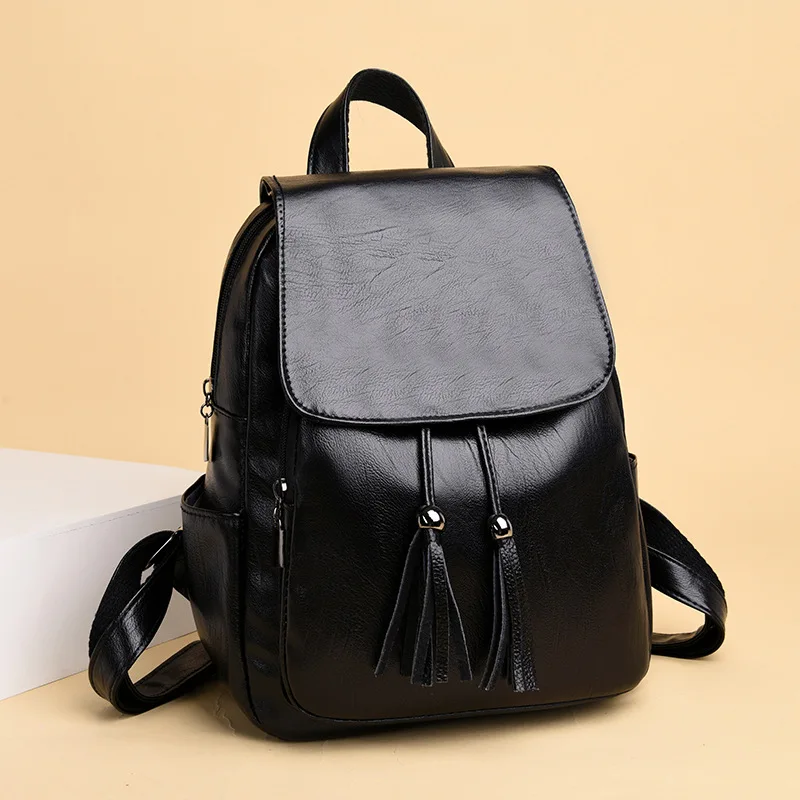 

Simple WOMEN'S Bag Fashion Tassels Backpack Large Capacity Elephant Pattern Backpack Schoolbag Backpack