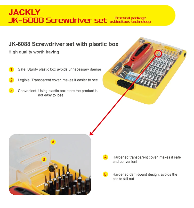 Многофункциональный JACKLY JK-6088 отвертка набор Профессиональные ручные инструменты набор для мобильного телефона компьютер электронная модель DIY ремонт