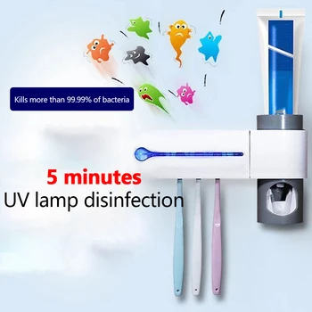 

3 In 1 UV Toothbrush Disinfection Sterilizer Toothbrush Shelf Rack Multifunctional Ultraviolet Disinfector Toothpaste Squeezers