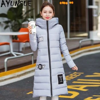 

AYUNSUE Korean Parka Autumn Winter Jacket Women Hooded Long Coat Padded Puffer Jacket Parkas Mujer 2020 AQX16DH9601 KJ3363