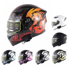 Откидной мотоциклетный шлем модульный двойной объектив Мото шлем Bluetooth полное лицо шлемы Профессиональные Гонки Мотокросс