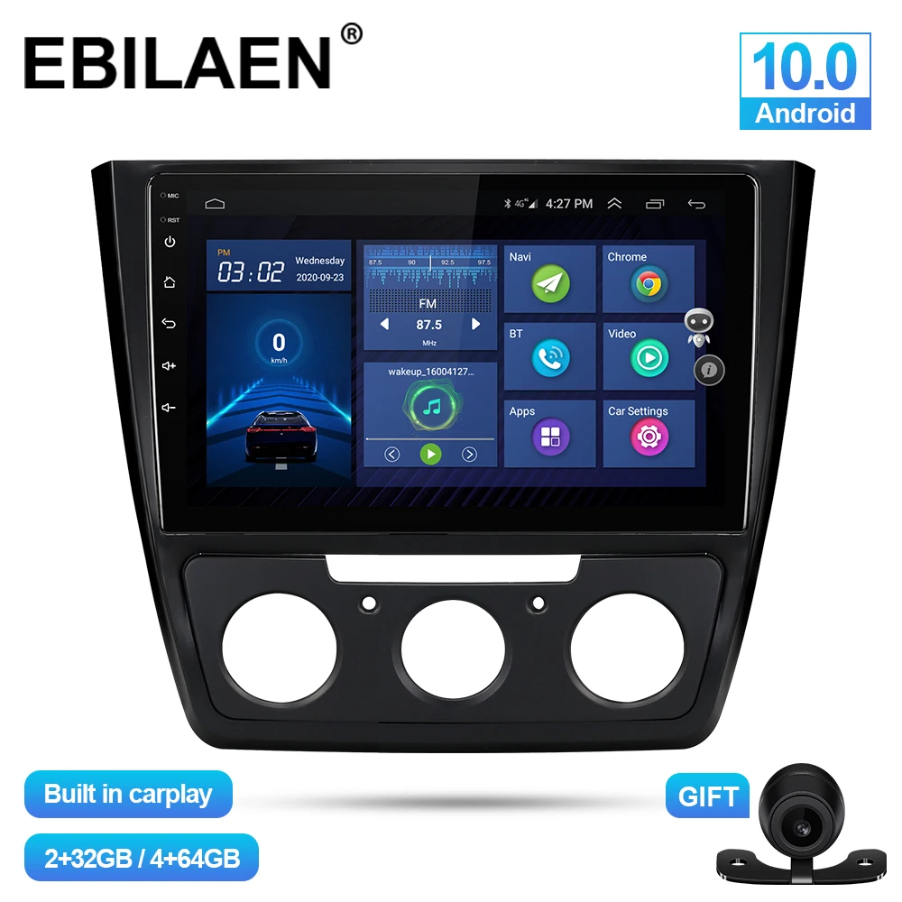 EBILAEN Автомобильный мультимедийный плеер для Skoda Yeti 5L 2009 2014 2Din Android 10 0 Авторадио GPS