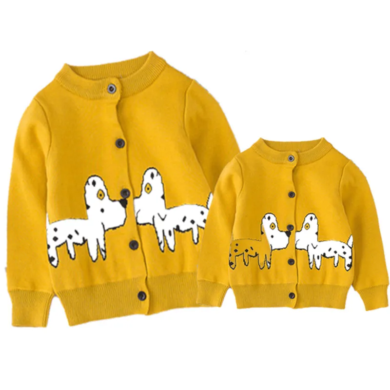 

bunvel Winter Family Matching Outfit Clothes Coat Cute Dog Pattern Mother and Daughter Sweater Mommy and Me Clothes f