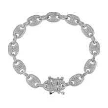 Изготовленный на заказ " 8" браслет в стиле «хип-хоп» Майами, кубинская Сеть браслет 9 мм широкоугольный Full Циркон лед из Для мужчин; модные ботинки с браслет, ювелирное изделие, подарок