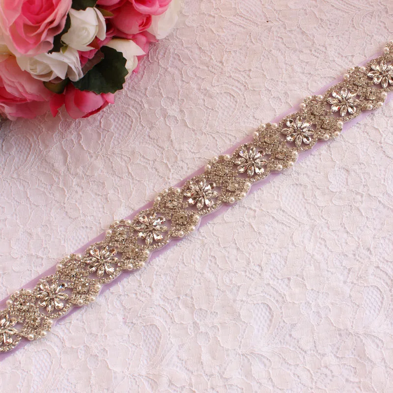 Vrouwen Steentjes Riem Trouwjurk Handgemaakte Diamanten Kristal Riem Accessoires Huwelijk Bruids Sjerpen Kunt Aanpassen Elke Maa - Цвет: Лаванда