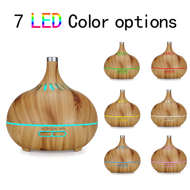 

400ml Onion Ultrasonic Aroma Diffuser Wood Grain Air Humdifier with Night Lamps Wifi Control Mist Maker Mini Home Air Purifier