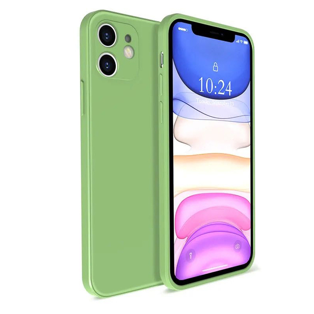 Straight Edge Silicone Soft Camellia Red Case For iphone 12 11 13 Pro XS MAX X XR 7 8 Plus Orange Dark Green White Cover