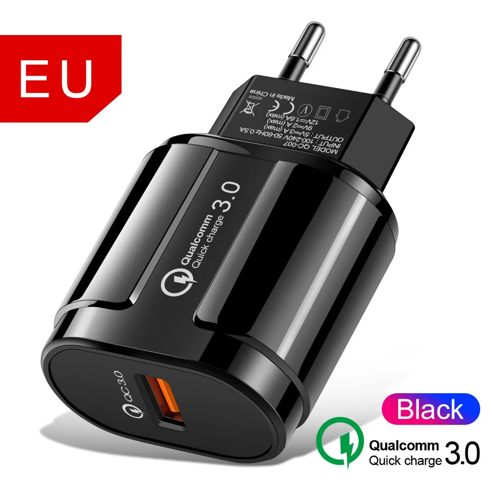 3а Быстрая зарядка 3,0 USB зарядное устройство ЕС настенный переходник мобильного зарядного устройства для iPhone 11 pro X 7 8 QC3.0 Быстрая зарядка для samsung Xiaomi