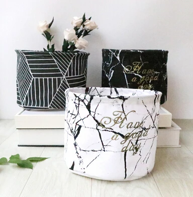 

Foldable Storage Baskets Cartoon Printed Desktop Canvas Basket for Your Crafts &Jewelery